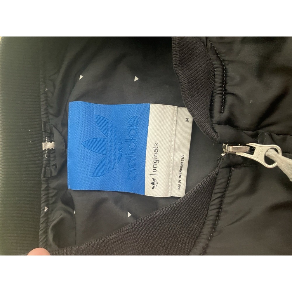 Adidas Originals Adicolor Trefoil Satin Bomber Jacket Mens M Black X41747 - Picture 8 of 15